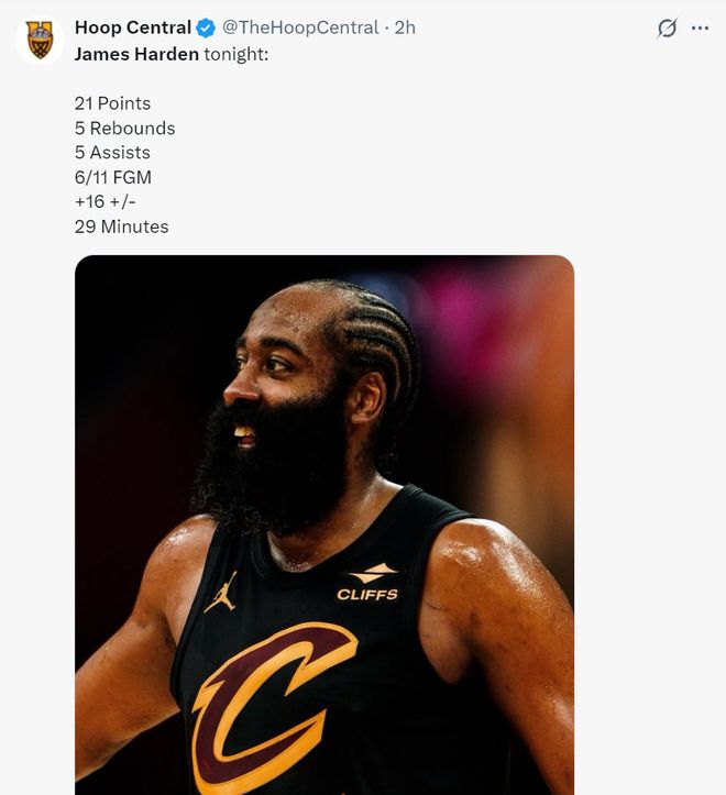 哈登29000分里程碑！骑士大胜费城，三节即锁定胜